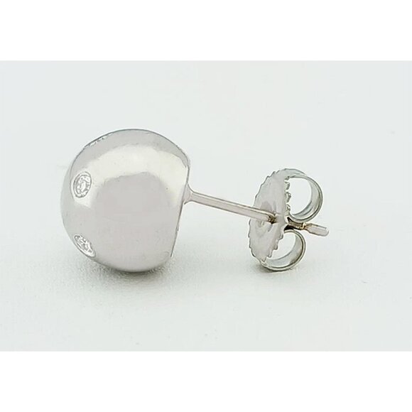 Tiffany & Co. Genuine Diamond Ball 10 Mm Stud Earrings 18k White Gold - Picture 4 of 5